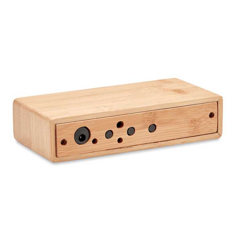 Bezdrôtová bambusová nabíjačka / hodiny > hnedá (wood)