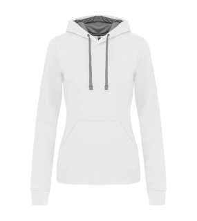 Dámska mikina (KARIBAN LADIES’ CONTRAST HOODED SWEATSHIRT)>biela / šedá (fine)>2XL
