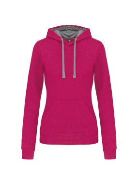 Dámska mikina(KARIBAN LADIES’ CONTRAST HOODED SWEATSHIRT)>ružová(fuchsia) / šedá(fine)>M