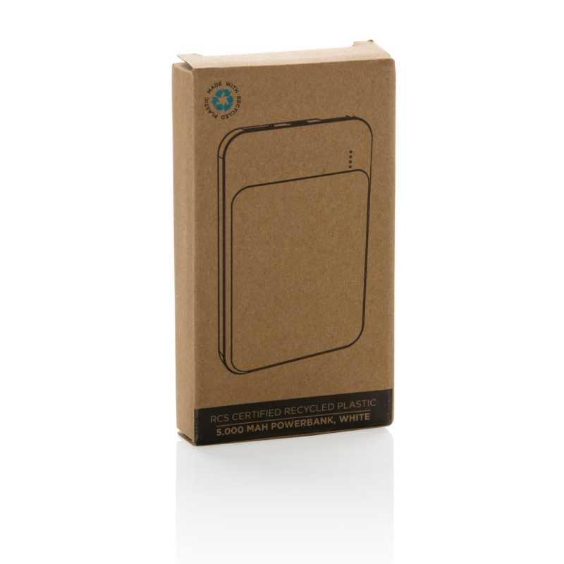 Powerbanka 5000 mAh z RCS recykl. plastu > biela