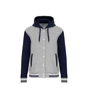 Unisex mikina(KARIBAN UNISEX TEDDY JACKET WITH HOOD)>šedá(oxford)/modrá(navy)/biela>XL