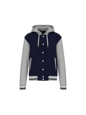 Unisex mikina (KARIBAN UNISEX TEDDY JACKET WITH HOOD) > modrá(navy)/šedá(off)/biela > XL