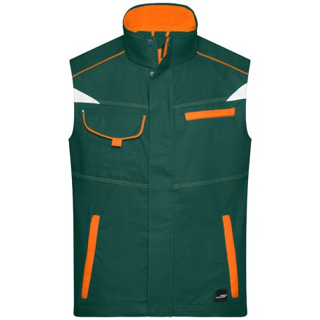 Pánska pracovná vesta(DAIBER Workwear Vest-Level 2) > zelená (dark) / oranžová > XS