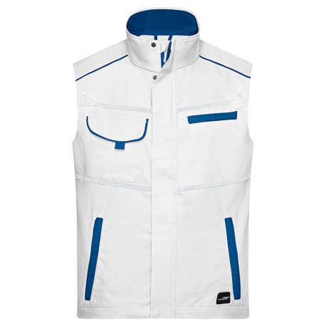 Pánska pracovná vesta(DAIBER Workwear Vest-Level 2) > biela / modrá (royal) > XS