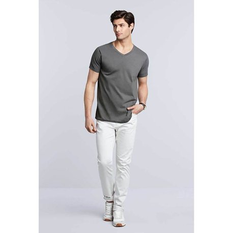 Unisex tričko (GILDAN SOFTSTYLE ADULT V-NECK T-SHIRT) > šedá (charcoal) > L