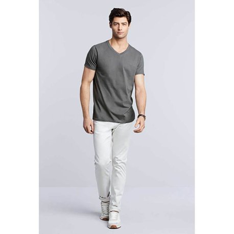 Unisex tričko (GILDAN SOFTSTYLE ADULT V-NECK T-SHIRT) > šedá (charcoal) > L