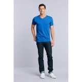 Unisex tričko (GILDAN SOFTSTYLE ADULT V-NECK T-SHIRT) > modrá (royal) > 3XL