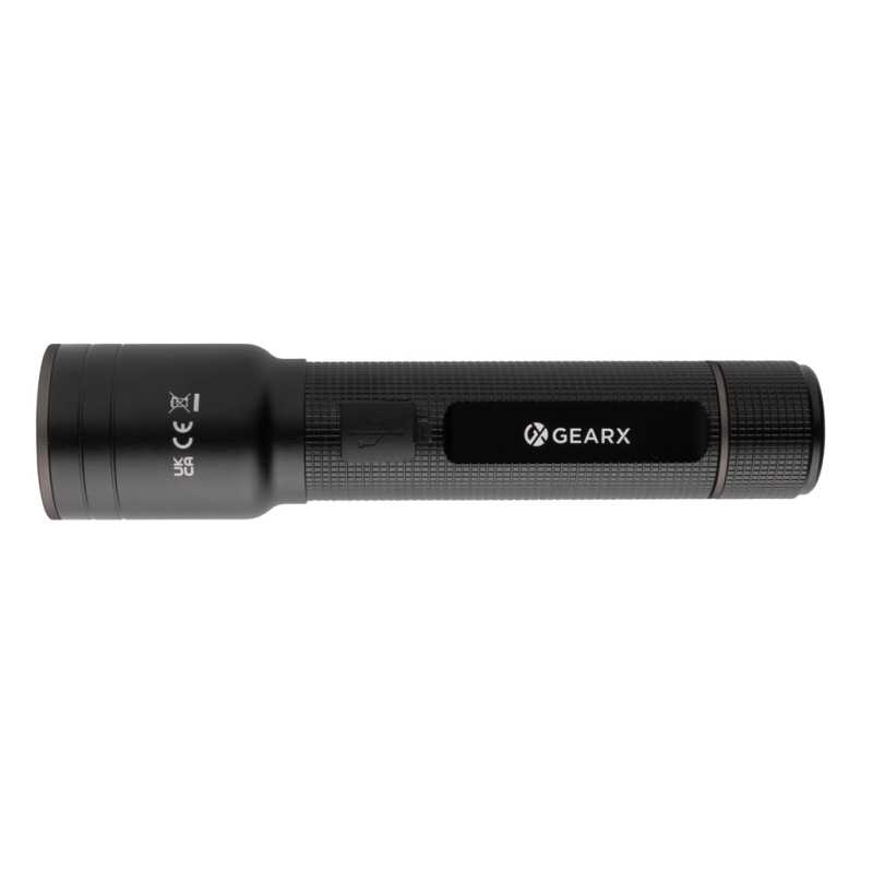 Profesionálne USB svietidlo Gear X z RCS recykl. hliníka > čierna