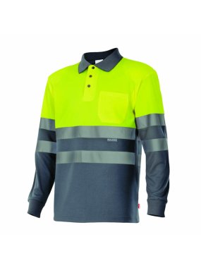 Pánska polokošeľa (VELILLA HV LS TWO-TONE POLO) > šedá / žltá (hi-vis) > XL