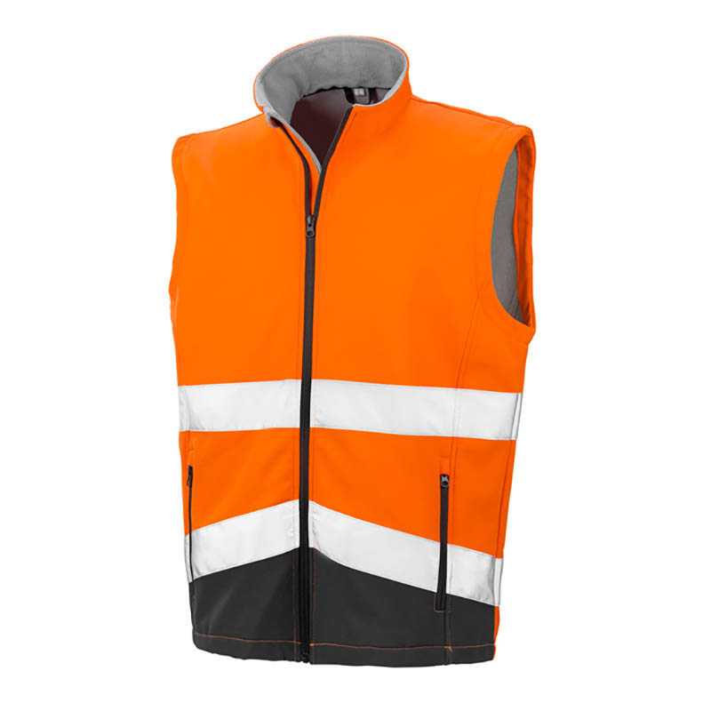 Pánska vesta (RESULT PRINTABLE SAFETY SOFTSHELL GILET) > oranžová / čierna > 2XL