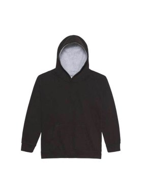 Detská mikina (Just Hoods KIDS VARSITY HOODIE) > čierna (jet) / šedá (heather) > 5/6