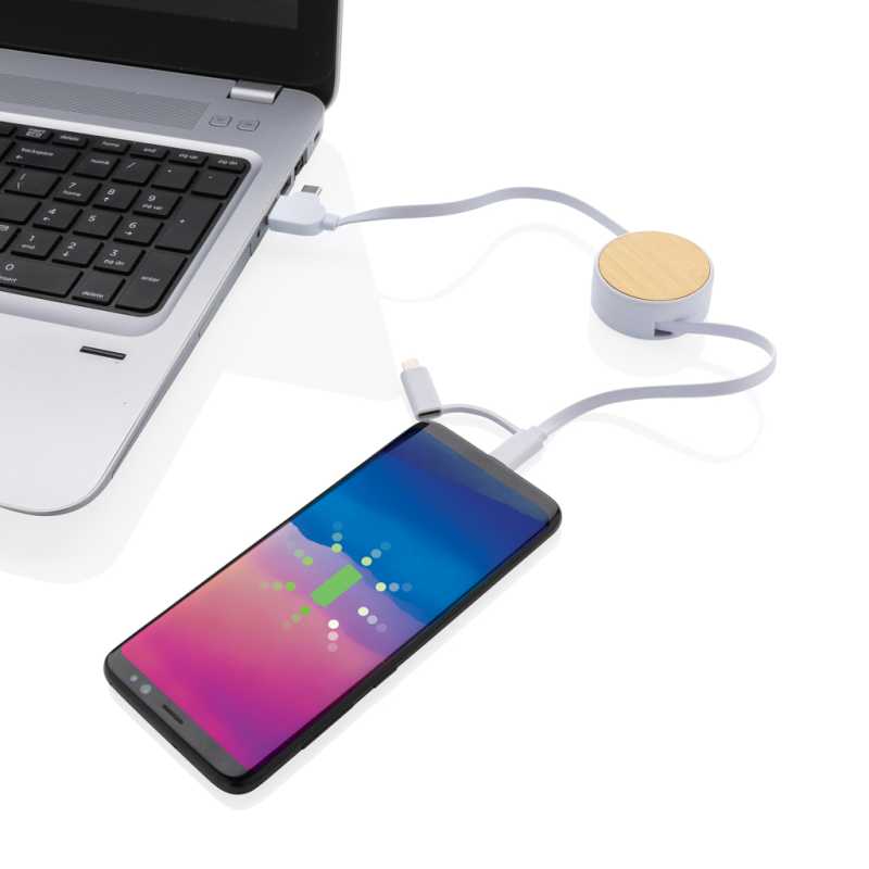 Zvinovací kábel 6 v 1 Ontario z RCS recyklovaného plastu > biela