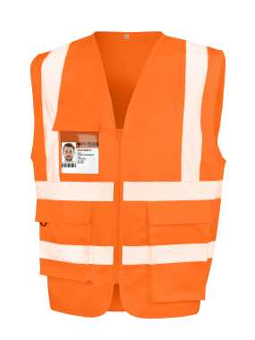 Reflexná vesta (RESULT Heavy Duty Polycotton Security Vest) > oranžová (flo) > L