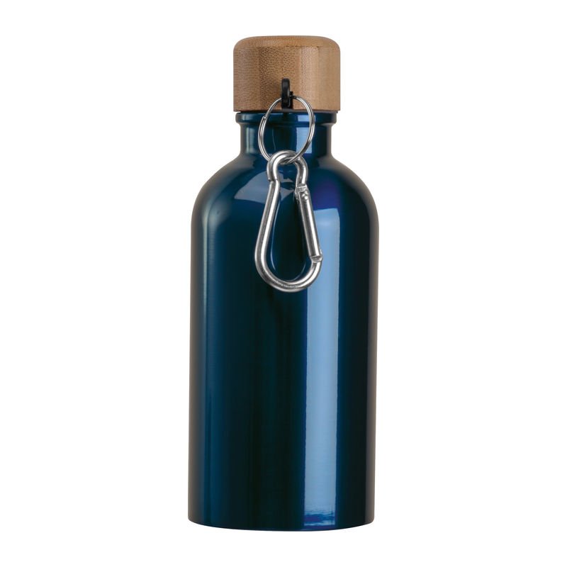 Nerezová fľaša s karabínou, 400 ml > modrá (dark)