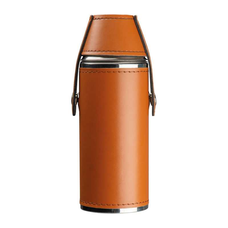 Nerezová fľaša s 2 pohármi > hnedá