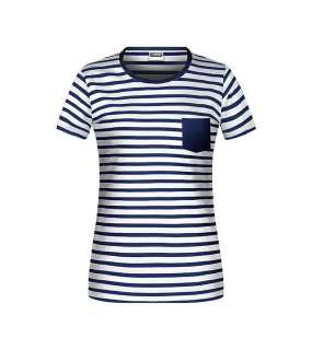 Dámske tričko(JN Ladies T-Shirt Striped) > biela / modrá (navy) > S