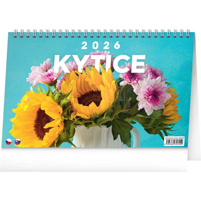 Stolový kalendár (Kytice CZ/SK 2026) - 23,1 x 14,5 x 1 cm