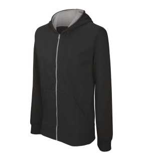 Detská mikina (Kariban"KIDS' FULL ZIP HOODED SWEATSHIRT")>čierna / šedá (fine)>12/14