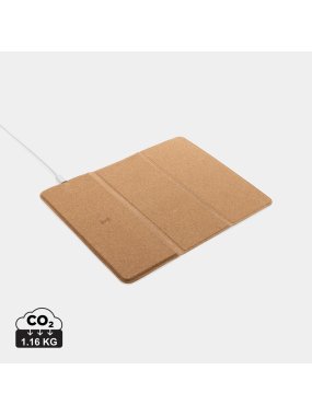 Podložka pod myš s bezdrôtovou nabíjačkou 10W z FSC korku > hnedá