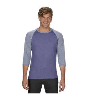 Pánske tričko(ANVIL ADULT 3 SLEEVE RAGLAN TEE)>modrá (heather) / šedá (heather)>M