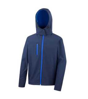Pánska bunda (RESULT Core TX Hooded Soft Shell Jacket)>modrá (navy) / modrá (royal)>L