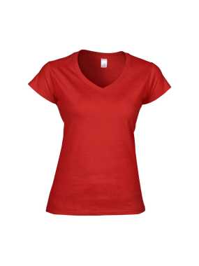 Dámske tričko (GILDAN SOFTSTYLE LADIES V-NECK T-SHIRT) > červená > M