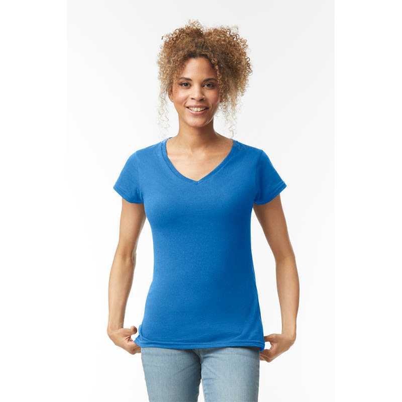 Dámske tričko (GILDAN SOFTSTYLE LADIES V-NECK T-SHIRT) > biela > XL