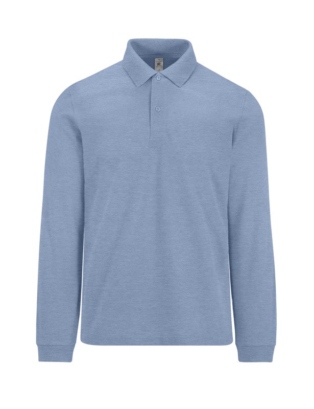 Pánska polokošeľa (B&C MY POLO 210 LSL) > modrá (heather) > L