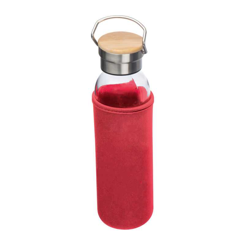 Sklenená fľaša s neoprénovým krytom, 600 ml > červená
