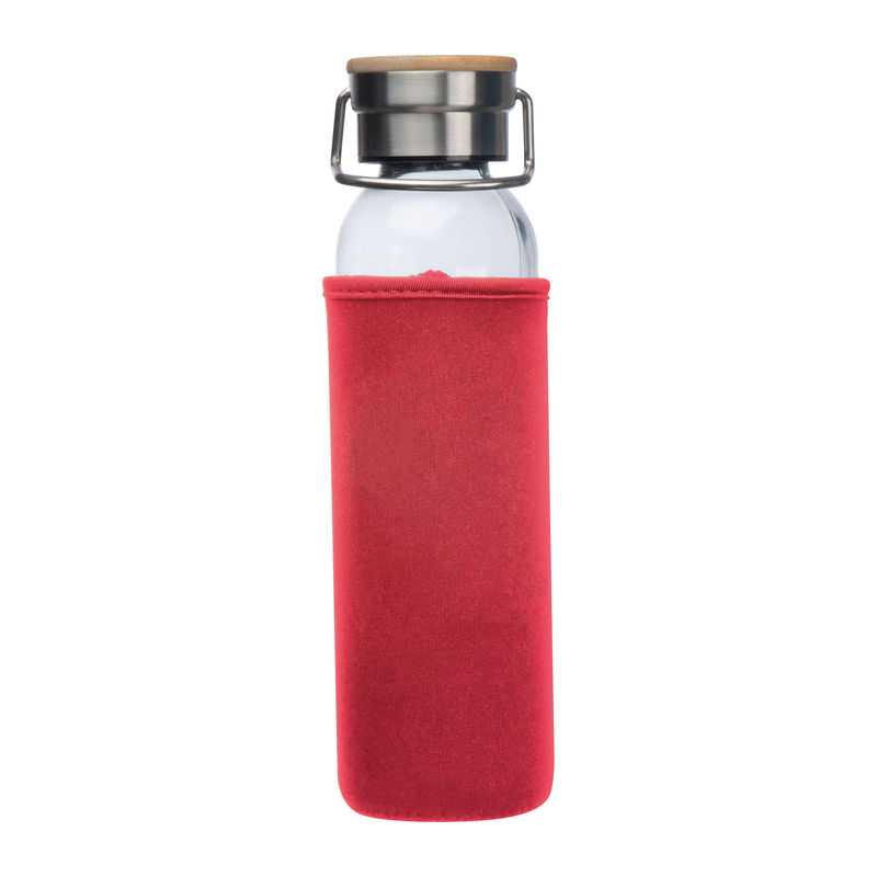 Sklenená fľaša s neoprénovým krytom, 600 ml > červená