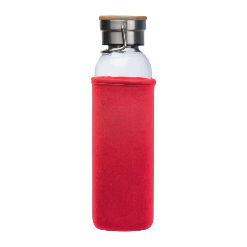 Sklenená fľaša s neoprénovým krytom, 600 ml > červená