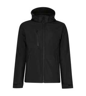 Pánska bunda (Regatta VENTURER 3 LAYER HOODED PRINTABLE SOFTSHELL JACKET)>čierna/čierna>L