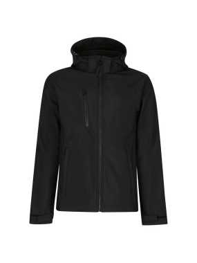 Pánska bunda(Regatta VENTURER 3 LAYER HOODED PRINTABLE SOFTSHELL JACKET)>čierna/čierna>2XL