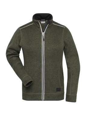 Dámska mikina (JN Ladies Knitted Workwear Fleece Jacket SOLID)>zelená (olive) / čierna>S