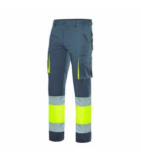 Pánske nohavice (VELILLA HV TWO-TONE STRETCH TROUSERS) > šedá / žltá (hi-vis) > M