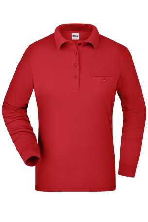 Dámska pracovná polokošeľa(DAIBER Ladies Workwear Polo Pocket Longsleeve) > červená > M