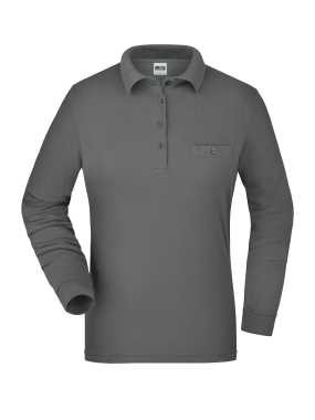Dámska pracovná polokošeľa(JN Ladies Workwear Polo Pocket Longsleeve)>šedá (dark)>M