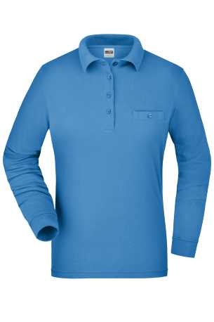Dámska pracovná polokošeľa(DAIBER Ladies Workwear Polo Pocket Longsleeve)>modrá (aqua)>L