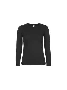 Dámske tričko (B&C E150 LSL /WOMEN) > čierna > M