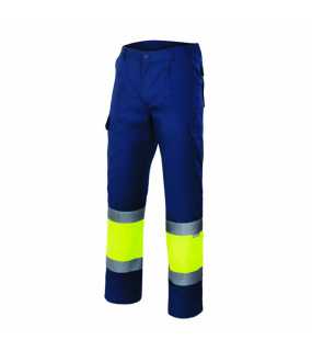 Pánske nohavice (VELILLA HV TWO-TONE TROUSERS) > modrá (marine) / žltá (hi-vis) > S