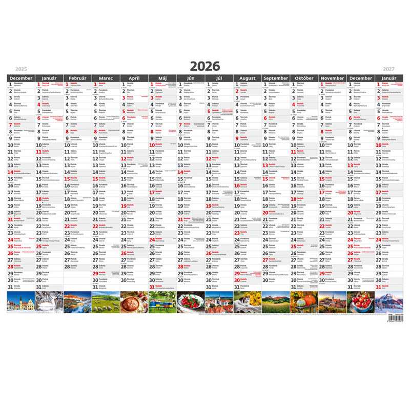 Nástenný kalendár (Plánovacia ročná mapa A1 - obrázková 2026) - 88 x 64 cm