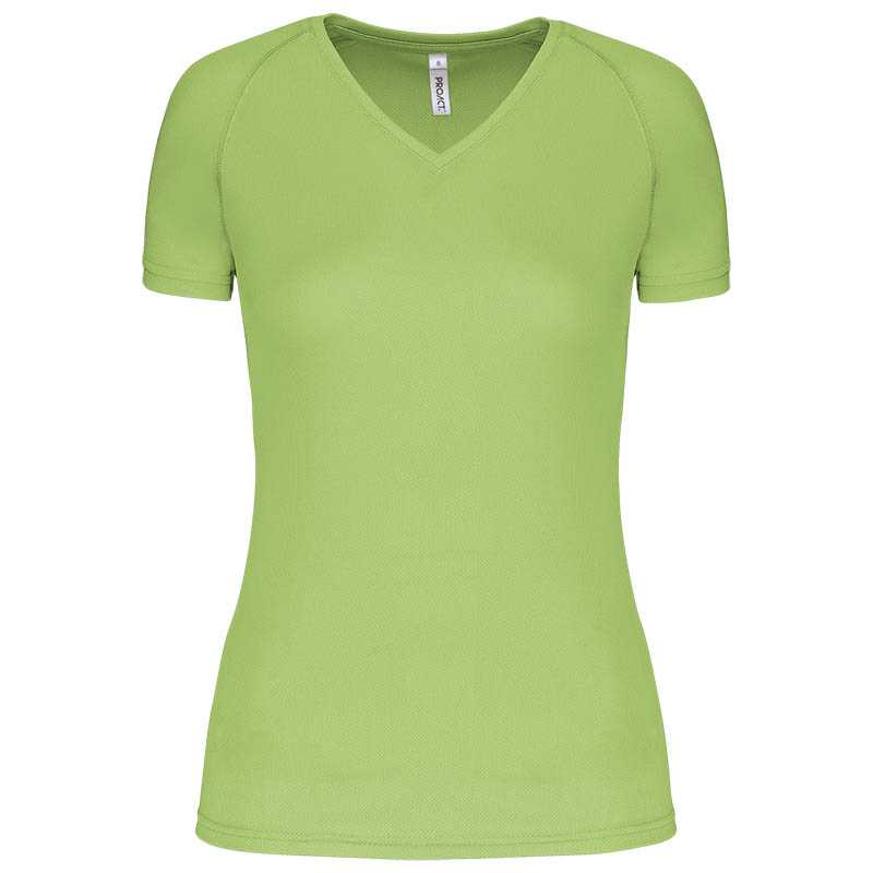 Dámske tričko (PROACT LADIES’ V-NECK SHORT SLEEVE SPORTS T-SHIRT)>zelená (lime)>L