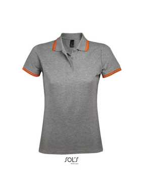 Dámska polokošeľa (SOLS PASADENA WOMEN - WOMEN POLO SHIRT)>šedá (melange) / oranžová>XL