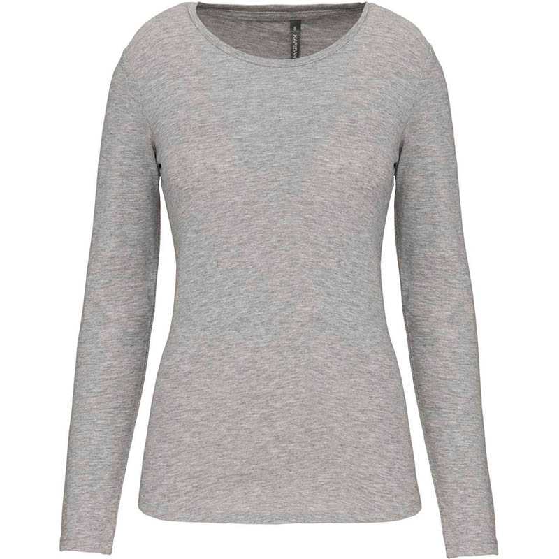 Dámske tričko (KARIBAN LADIES LONG-SLEEVED CREW NECK T-SHIRT) > šedá (light heather) > S