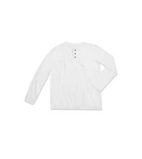 Pánske tričko (STEDMAN Shawn Long Sleeve Henley T-shirt) > biela > 2XL