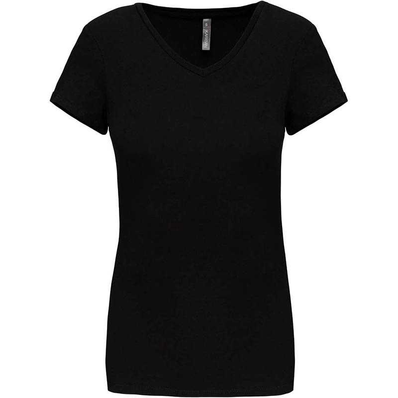 Dámske tričko (KARIBAN LADIES' SHORT-SLEEVED V-NECK T-SHIRT) > čierna > M