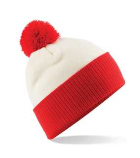 Unisex čiapka (Beechfield Snowstar Two-Tone Beanie) > biela (off) / červená (bright)
