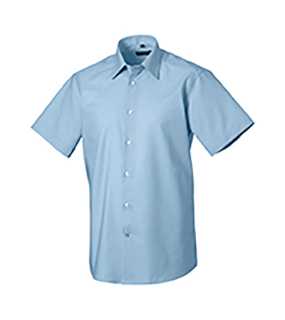 Pánska košeľa(Short Sleeve Easy Care Tailored Oxford RUSSELL) > modrá (oxford) > L