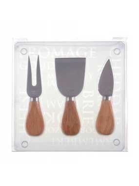 Sada nožov na syr 3ks > hnedá