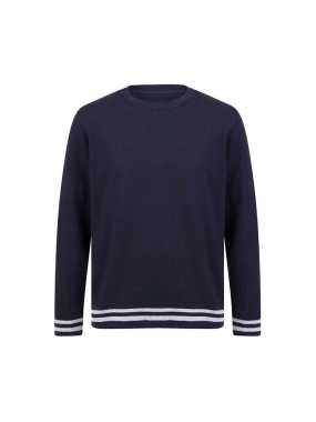 Unisex mikina (Front Row SWEAT WITH STRIPE CUFFS) > modrá (navy) / šedá (heather) > M
